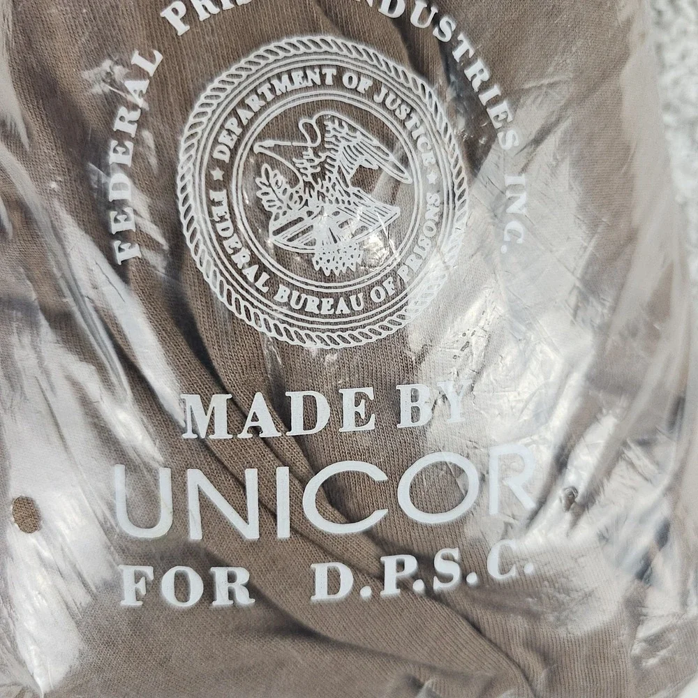 Vintage 90s Unicor Under Shirt 3 Pack Sz Large Brown Plain NEW NOS DOJ DPSC